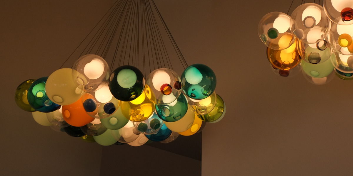 Brightly coloured pendants from the Canadian brand Bocci. Available from Abitalia South Coast